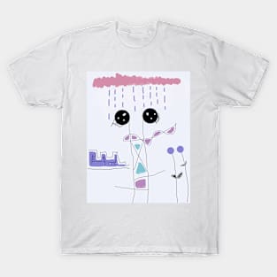 Kids and Purple Rain Stick Figure T-Shirt